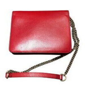 Gucci GG Interlocking Chain Red Shoulder Leather Bag